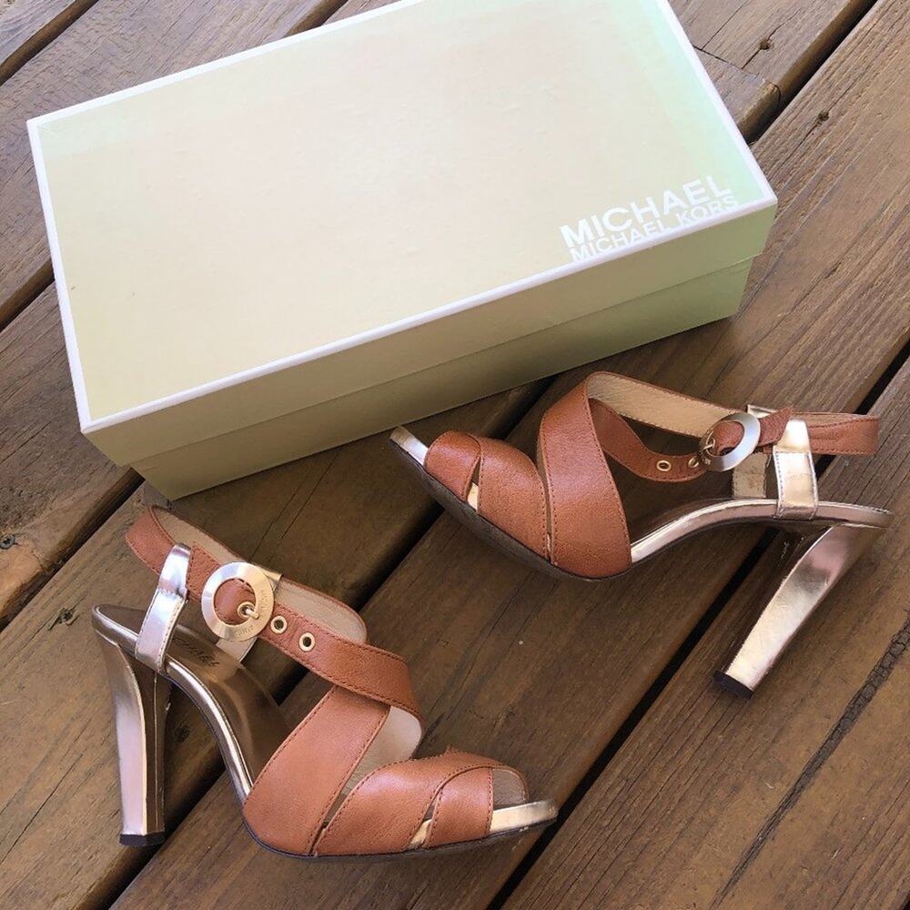 Michael Kors Brown McLane Sandal Madras Heels 9